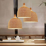 Suspension Rotin Osier Bambou, Abat Jour Osier Rotin Suspension, Traditionnel et Rustique pour Suspension. Fait Main Lustre en Rotin/Osier Tressé Nature. Rural Abat Jour Plafond Original (35cm)