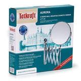 Tatkraft Aurora - Miroir Mural Télescopique Salle de Bain - Miroir Rond Pivotant Double Face Décrochable - Miroir Grossissant Pliable - Bras Extensible et Rétractable Jusqu’à 60 cm - Diamètre: 17 cm