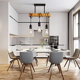 Comely Suspension Luminaire Vintage, Plafonnier Industriel, Réglable Lustre en Bois pour Salle à Manger, Salon, 3 Lumières E27 (Ampoule Non Incluse)