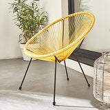 Alice's Garden - Fauteuil Acapulco Forme d'oeuf - Jaune - Fauteuil 4 Pieds Design rétro. Cordage Plastique. intérieur/extérieur