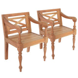 tidyard Lot de 2 Chaises Batavia de Jardin en Bois d'Acajou Massif Marron Clair 58x50x82 cm