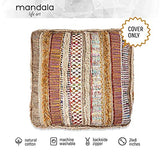Coussin de Sol Bohème - Mélange Pure Laine et Coton - Remplissage Non Inclus - 60x20cm - Pouf Pouf Patchwork Fait Main Pouf Pouf