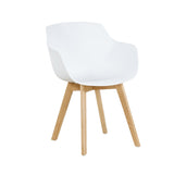 H.J WeDoo Lot de 2 Chaise Salle à Manger, Fauteuils Scandinave de Chaise latérale Design rétro avec Jambe de Bois de hêtre Massif - Blanc