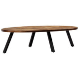 vidaXL Table Basse Teck Recyclé Massif Ovale Meuble de Salon Table de Canapé