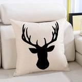 HUASHUZI Housse de coussin décorative en forme de tête de cerf - Décoration d'intérieur pour salon, canapé, lit, canapé - 45 x 45 cm