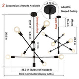 LynPon Sputnik Lustre Industriel Noir Suspension Luminaire Vintage Plafonnier 6 Lumières pour Chambre Cuisine Loft Couloir Salle À Manger Salon Café