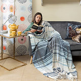Baroni Home - Plaid en mélange de coton pour canapé, motif écossais bleu poudré, fabriqué en Italie, 130 x 170 cm