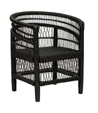 Fauteuil Malevio en Acajou & rotin H82cm Noir - Atmosphera créateur d'intérieur