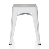 hjh OFFICE 645002 tabouret bistrot VANTAGGIO blanc métallique au look industriel et moderne, empilable