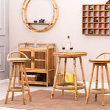 Cuisine Petit déjeuner Bambou Tabouret de Bar, Corde de Chanvre Repose-Pieds avec siège pivotant Tabouret de Bar Hauteur comptoir Tabouret for Cuisine |Café Chaise de Salle à Manger Max Charge 440lb
