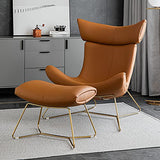 Fauteuil de salon moderne et ottoman en cuir synthétique avec pieds en métal doré, support de base robuste pour salon, bureau, salon