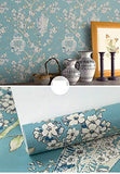 AdorabPaper Papier Peint Wallpaper Non tissé Vent Idyllique Fleurs Oiseaux Stickers Muraux Salon Chambre À Coucher Mur De Fond Tv Bleu 53X1000CM(20.8inches X 393.7inches)
