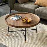 Table Basse Rustique, Tables De Chevet De Canapé, Tables De Chevet avec Pied Croisé pour Mobilier De Salon À La Maison, Brun Noyer (Triangle, Rond, Rectangle)