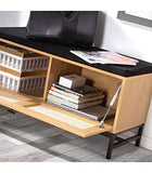 Casâme - Banc avec Rangement Chaussures et façade en Rotin - Rangement Malin - Panneaux de Particules, Rotin et Finitions Métal - pour Entrée - L100 cm x L38 x 47 cm