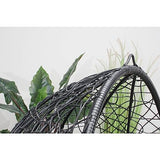 CONCEPT USINE | Fauteuil Oeuf sur Pieds Beige en Résine Noir Aspect Rotin | Design Jane | Structure en Acier | Coussin déperlant | Hamac Balançoire sur Pied terrasse Jardin Balcon | Résiste à l'eau