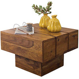 FineBuy Table d'appoint Bois Massif Sheesham 44 x 30 x 44 cm Table Basse Salon | Bout de canapé est - Table de téléphone - Table en Bois carré