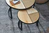 FineBuy Tables Gigogne Ensemble Deux pièces Bois Massif/Métal Table de Salon | Table d'appoint Ronde Style Industrielle | Meubles en Bois Massif Table Basse