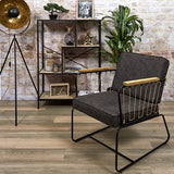 HOME DECO FACTORY HD7163 Fauteuil Assise Siege Salon Pieds, Métal, Marron-Noir-Bois, 63x79x73cm