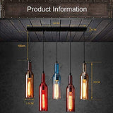 Raelf 5 têtes de verre Creative couleur Plafond d'éclairage Bouteille de vin Pendant Light Personality restaurant Suspension Fixture Loft Café Bar industriel Ferme Lustre Luminaires Décoration Lustre