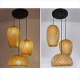Main En Bambou Naturel Lustre Tissage Vintage Luminaire Suspendu Rotin Tissé Créations De Fées Créatives Réglable E27 Lumiere Plafond Restaurant Salon Chambre Rétro Vague Ombre Suspensions Lamp Design