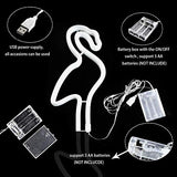 Bipily Flamingo Neon signes clair Neon Flamant Light Wall Lamp Room Decor batterie et USB LED Neon Light Exploité rose néon signes Lampes Light Up Chambre de soirée de mariage de-rose flamant