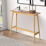 LIFEZEAL Table Bar Haute avec Repose-Pied, Table Mange Debout Minimaliste, Table de Bar 120x45x99CM, Table d’Appoint en Bambou pour Salon, Cuisine, Chambre, Balcon, Naturelle