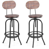 IKAYAA Lot de 2 Tabouret de Bar de Hauteur Réglable Vintage en Bois Tabouret de Salle a Manger Style Industriel Pinewood Haut + Métal avec Sac à Dos