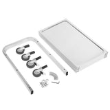 Yosoo Chariot de service avec 3 plateaux 100% acier inox (taille: 85 x 45 cm, hauteur 90 cm, 28,5 cm de distance entre les plateaux, des roues en caoutchouc