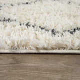 Tapis Shaggy Tapis De Salon Poil Long Moderne Boho Scandinave Motif Diamant, Dimension:160x220 cm, Couleur:Crème 2