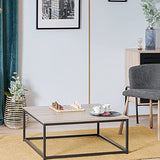 MEUBLE COSY Table Basse Salon Moderne Structure en Métal Meuble de Rangement Design, Chêne, 80x80x34cm