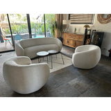 MATHI DESIGN Moon - Canapé 3 Places Tissu bouclé Blanc