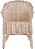 Fauteuil en rotin naturel avec coussins beige/rotin - Avec accoudoirs - Blanc vintage