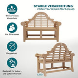 KMH Banc de jardin moderne de la série Marlborough - Assise de 110 cm - Banc de jardin massif et résistant aux intempéries avec repose-pieds - En teck solide - Banc de jardin avec dossier