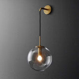 I-xun Applique murale boule de verre Lampes murales en laiton E27 Douille Goutte Abat-jour luminaire Veilleuse pour le salon, la chambre à coucher (Clair, 20cm)