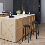 WOLTU 2 X Tabourets de Bar Bistro Tabouret Assise Rond en MDF et métal,Noir BH237sz-2