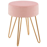 Duhome Tabouret Rond en Tissu Velours Rose Clair Pouf Pieds métallique sélection de Couleur 9111