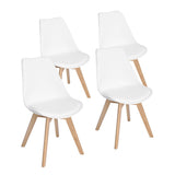 EGGREE Chaises Salle à Manger Scandinaves Lot de 4 Chaises de Cuisine, Rétro Tulip Rembourrée Chaise de Salle de Bureau, Pieds en Bois de Hêtre Massif, Blanc