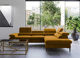 Deco In Paris Canapé d'angle Convertible avec Coffre de Rangement en Velours Jaune Moutarde Swan - Angle Droit 280x106x94x214cm
