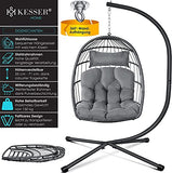 KESSER® Fauteuil Suspendu Effet Jungle avec Structure en Acier | Panier Suspendu avec Grand Coussin + Fixation pour Plafond | Balançoire Suspendue | pour intérieur et extérieur