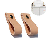 Yardwe 2pcs cuir poignée de porte de meubles boutons de porte d'armoire tiroir boucle tire poignées de porte (brun)