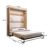 mb-moebel Armoire lit escamotable vertikal Double avec Coffre (18 cm d'espace lorsqu'il est fermé) avec ou sans Matelas - Style Contemporain - Depp Craft Or+Noir Mat (sans Matelas, 160)