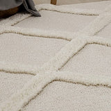 Paco Home Tapis Poils Longs Tapis De Salon Tapis Shaggy Aspect 3D Ethnique Boho Look Vintage Doux, Dimension:200x280 cm, Couleur:Crème 5