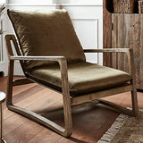 Loberon® Fauteuil Jowna en coton, mousse, bois de chêne, 67/76/95 cm, vert/marron
