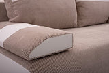 MEUBLO Canapé Convertible 3 Places Tissu + Simili Cuir Nisa (Beige) Canapé en lit Convertible avec Coffre de Rangement 3 Places Relax Droit - en Tissu