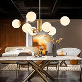 ENXING Lampe à Suspendre Grand Salon Lustre E27 Moderne Fer Suspension Luminaire sphérique Chambre à Coucher Lampe de Salle à Manger Abat-Jour Verre Eclairage moléculaire Bar Café Plafonnier