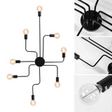CARYS Plafonnier Lustres Retro Industriel Design Luminaire Plafonnier 8 Lampe de suspension Métal Noir E27 Pour Enfant Chambre Cuisine Salon Couloir Loft
