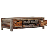 Tidyard Table Basse avec 6 Tiroirs en Bois de Sesham Massif Style Vintage Gris 100 x 55 x 30 cm