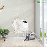 VOUNOT Fauteuil Suspendu à Franges avec Coussins de Siège Confortables et Kit de Suspension Durable Ø80cm Chaise Balançoires pour Intérieur et Extérieur Siège Suspendu Beige