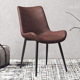 Générique Chaises de Salle à Manger Chaises de Salon de Loisirs Chaise d'invité de Club de Salle à Manger Rembourrée, avec Pieds en Métal Noir et Siège en Similicuir Marron