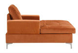 BHDesign ABI - Méridienne Moderne et Large - Velours - Coloris Marron